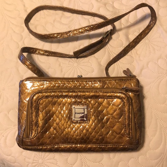 Vegan leather Croco Embossed Patent Crossbody - Picture 1 of 3